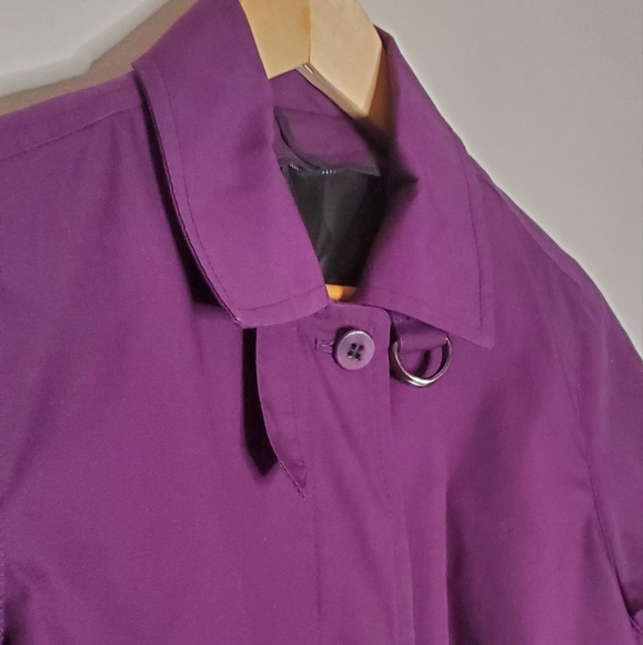 Grape Purple London Fog Single Breasted Trench Coat - Picture 6 of 15